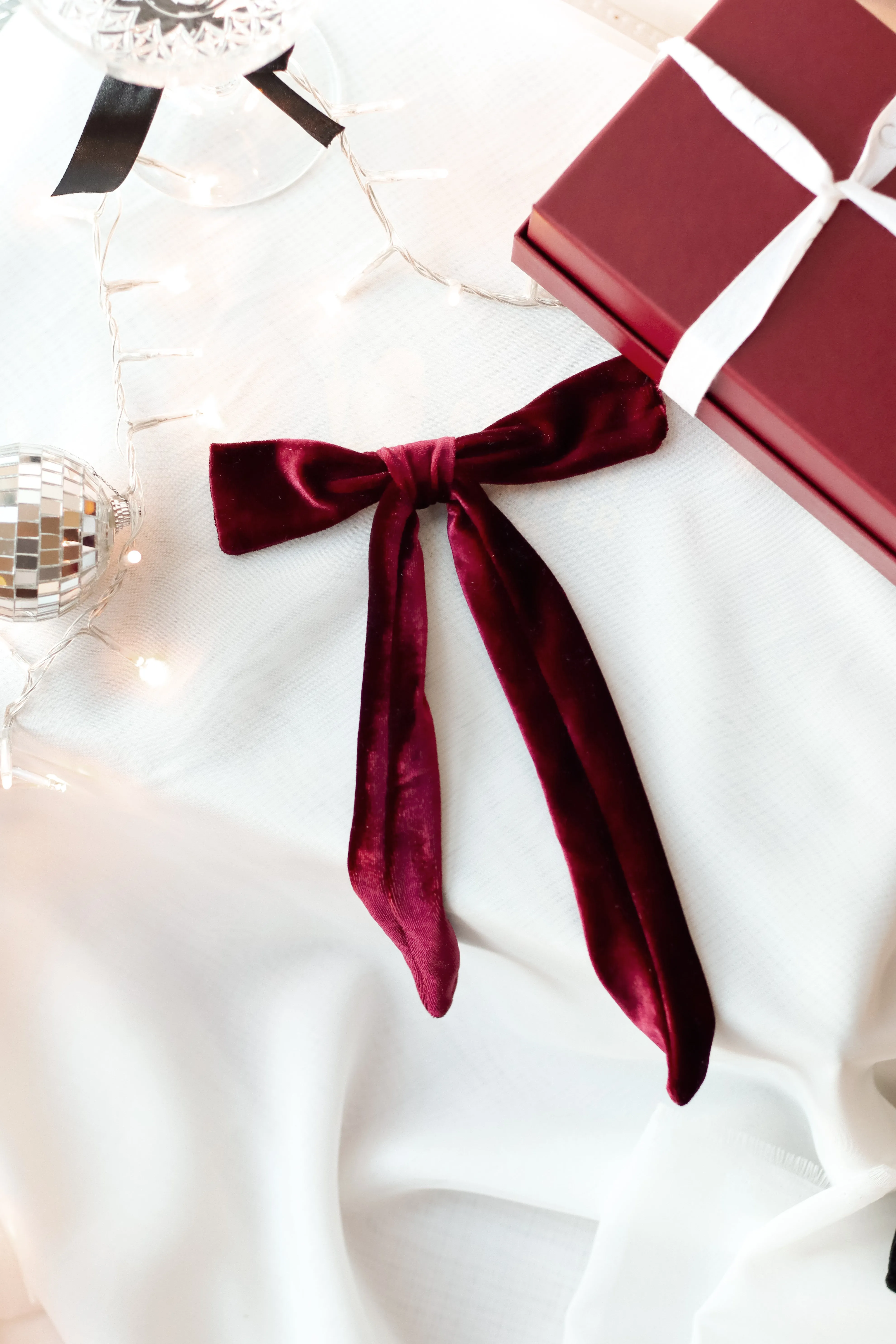 Burgundy Red Velvet Hair Bow