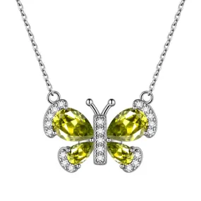 Butterfly Necklace Birthstone August Peridot Pendant Women Girls Jewelry Birthday Gift