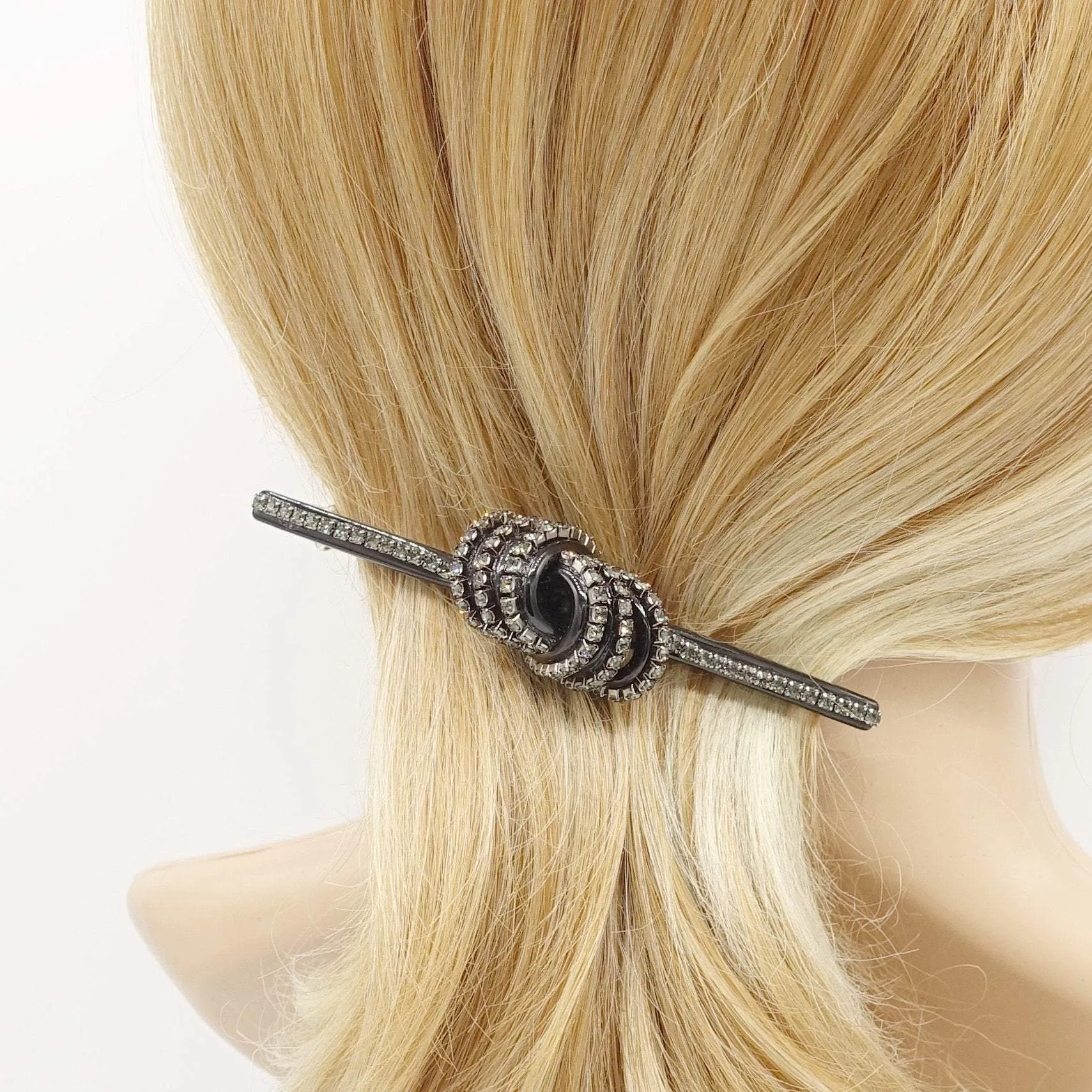 cellulose acetate hair barrette triple wrap knot bling style hair barrette for women