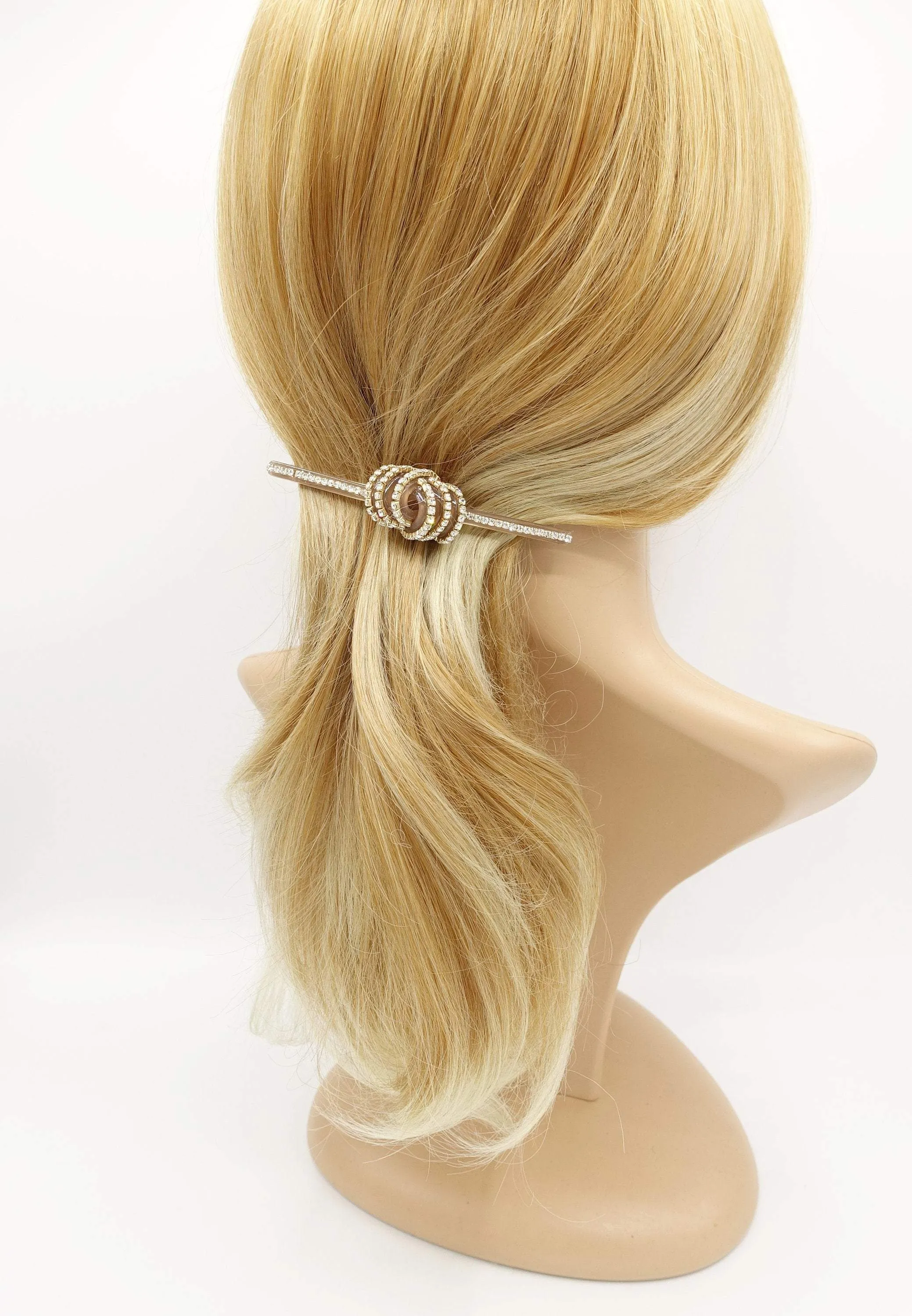 cellulose acetate hair barrette triple wrap knot bling style hair barrette for women