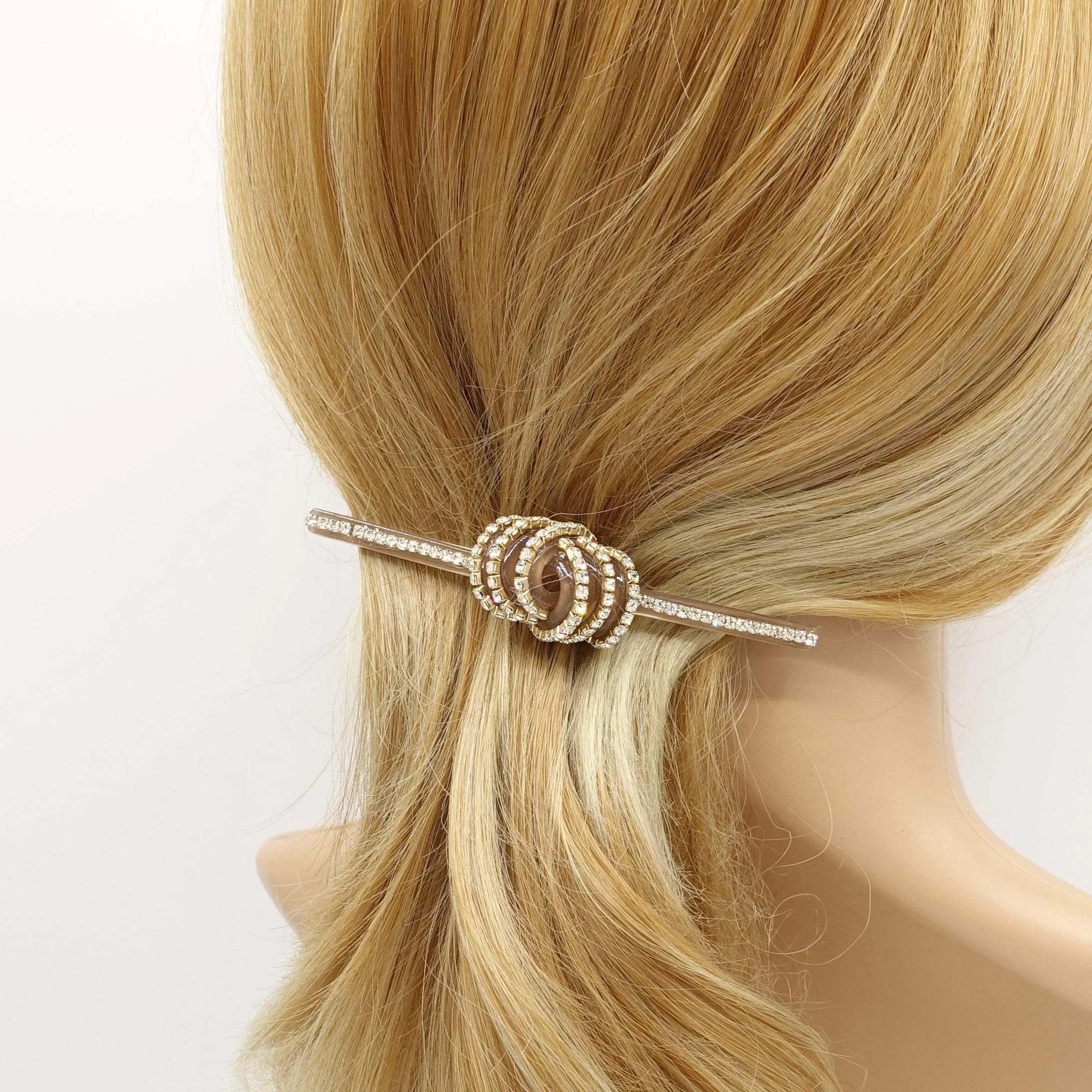 cellulose acetate hair barrette triple wrap knot bling style hair barrette for women