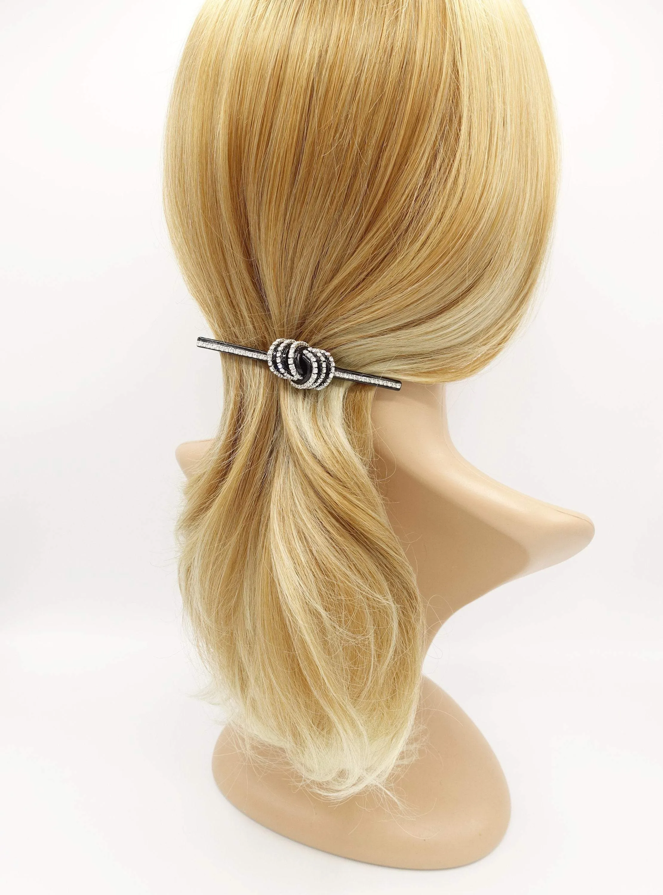 cellulose acetate hair barrette triple wrap knot bling style hair barrette for women