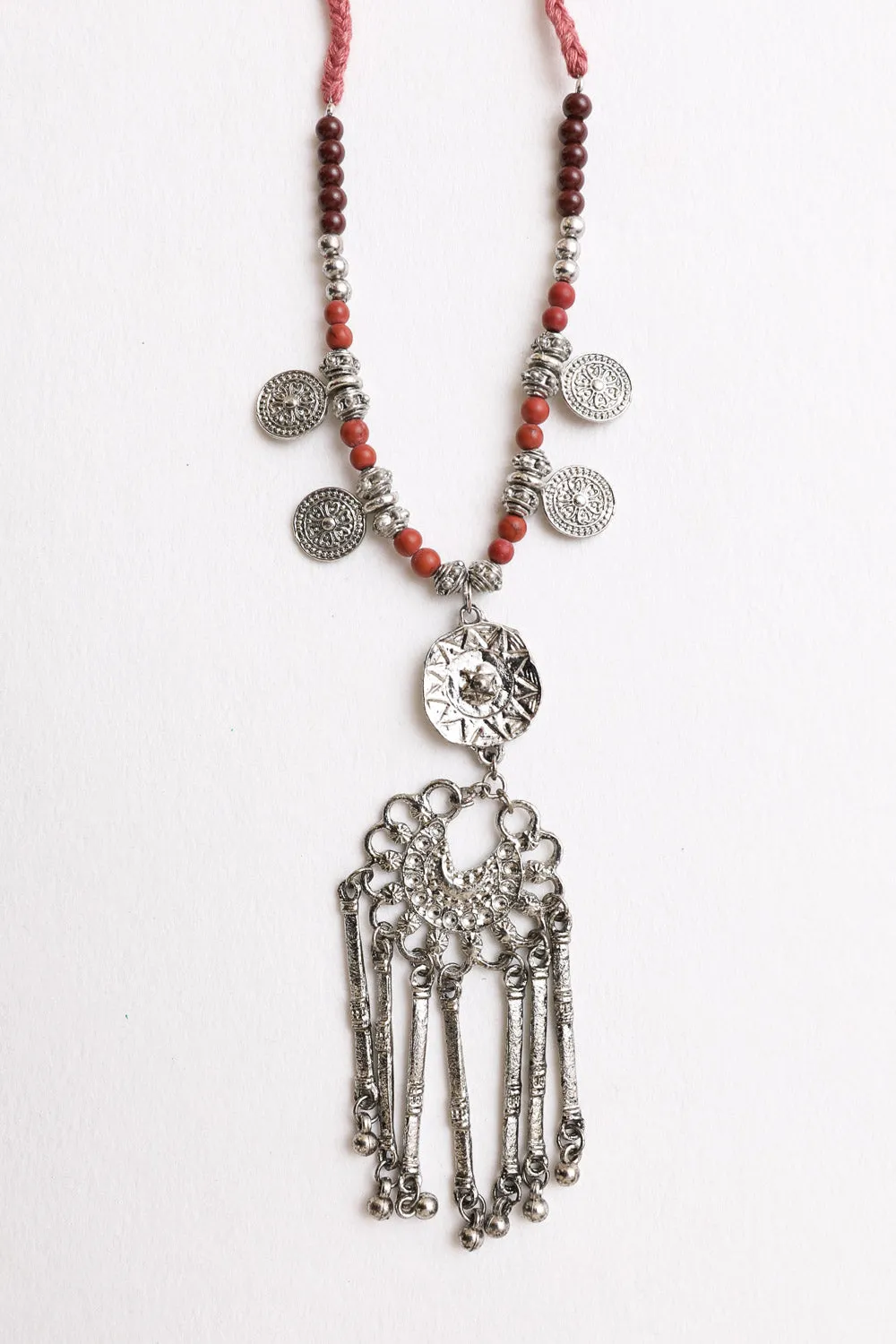 Charm Medallion with Back Lariat Necklace