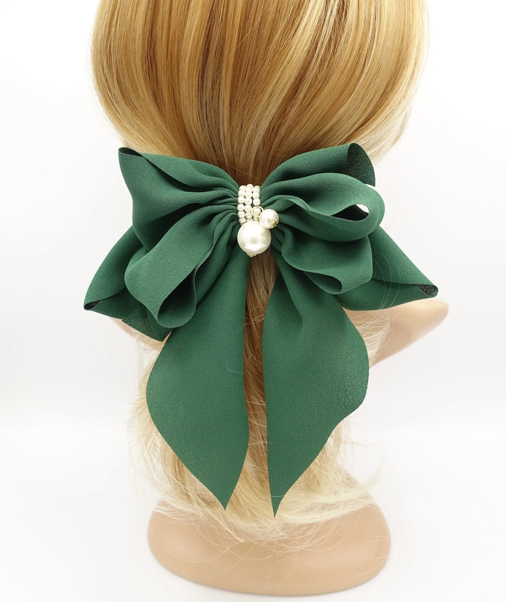 Chiffon Drape Long Tail Bow French Hair Barrette Handmade Women Hair Slide Accessory