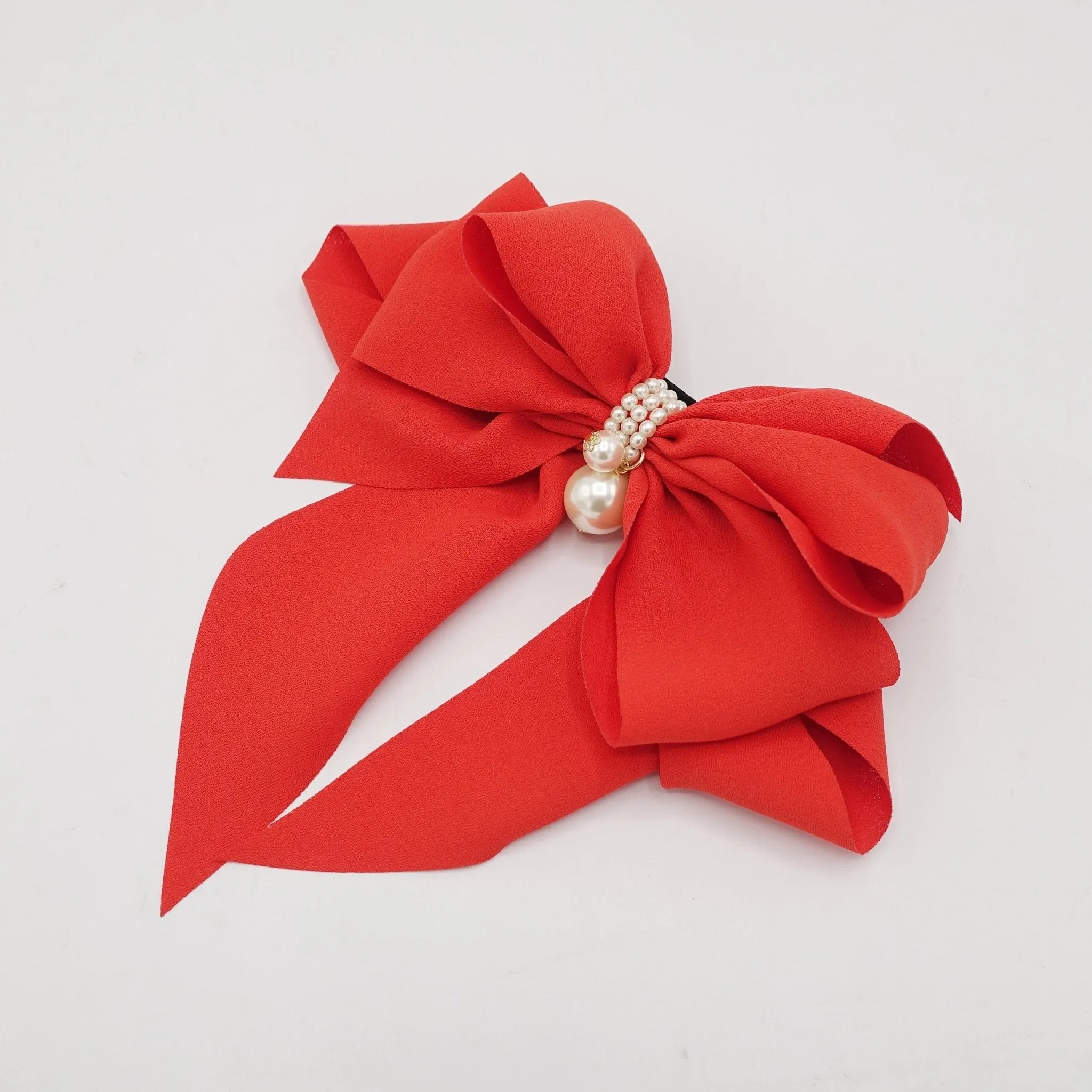 Chiffon Drape Long Tail Bow French Hair Barrette Handmade Women Hair Slide Accessory