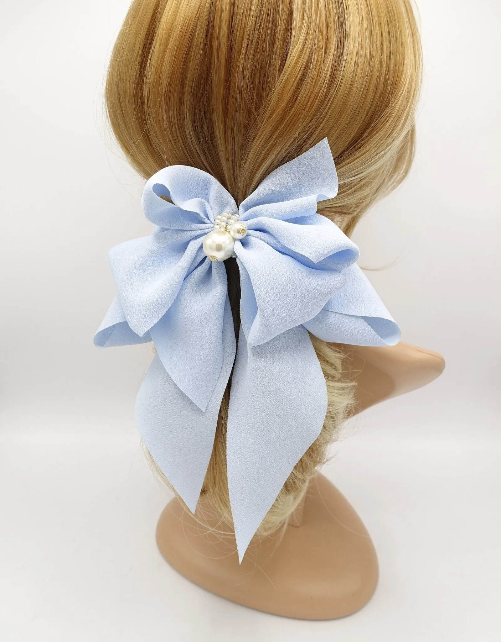 Chiffon Drape Long Tail Bow French Hair Barrette Handmade Women Hair Slide Accessory