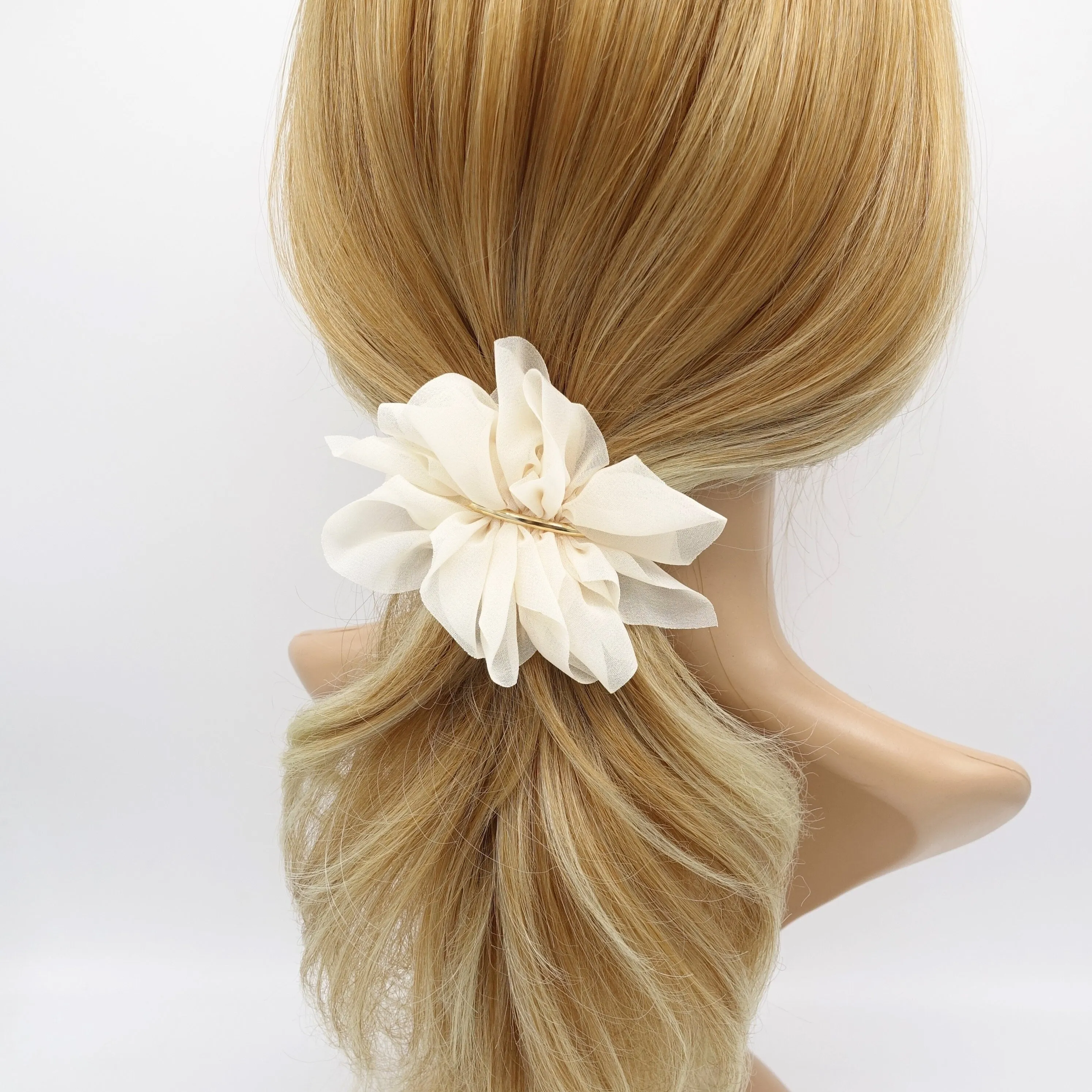 chiffon flower barrette, ruffle flower barrette, cute hair accessory for women