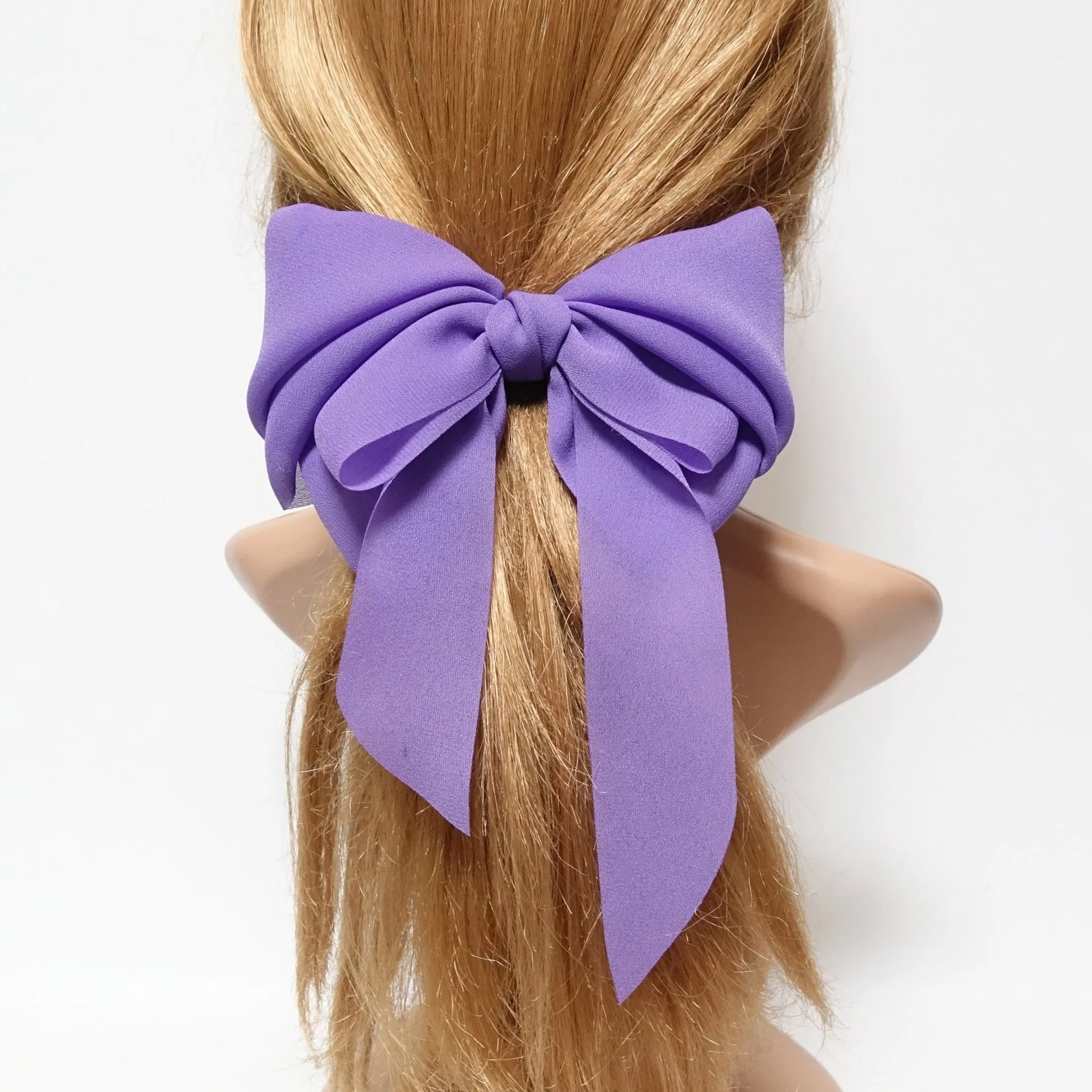 chiffon hair bow wing stacked style solid color VeryShine hair accessories for women