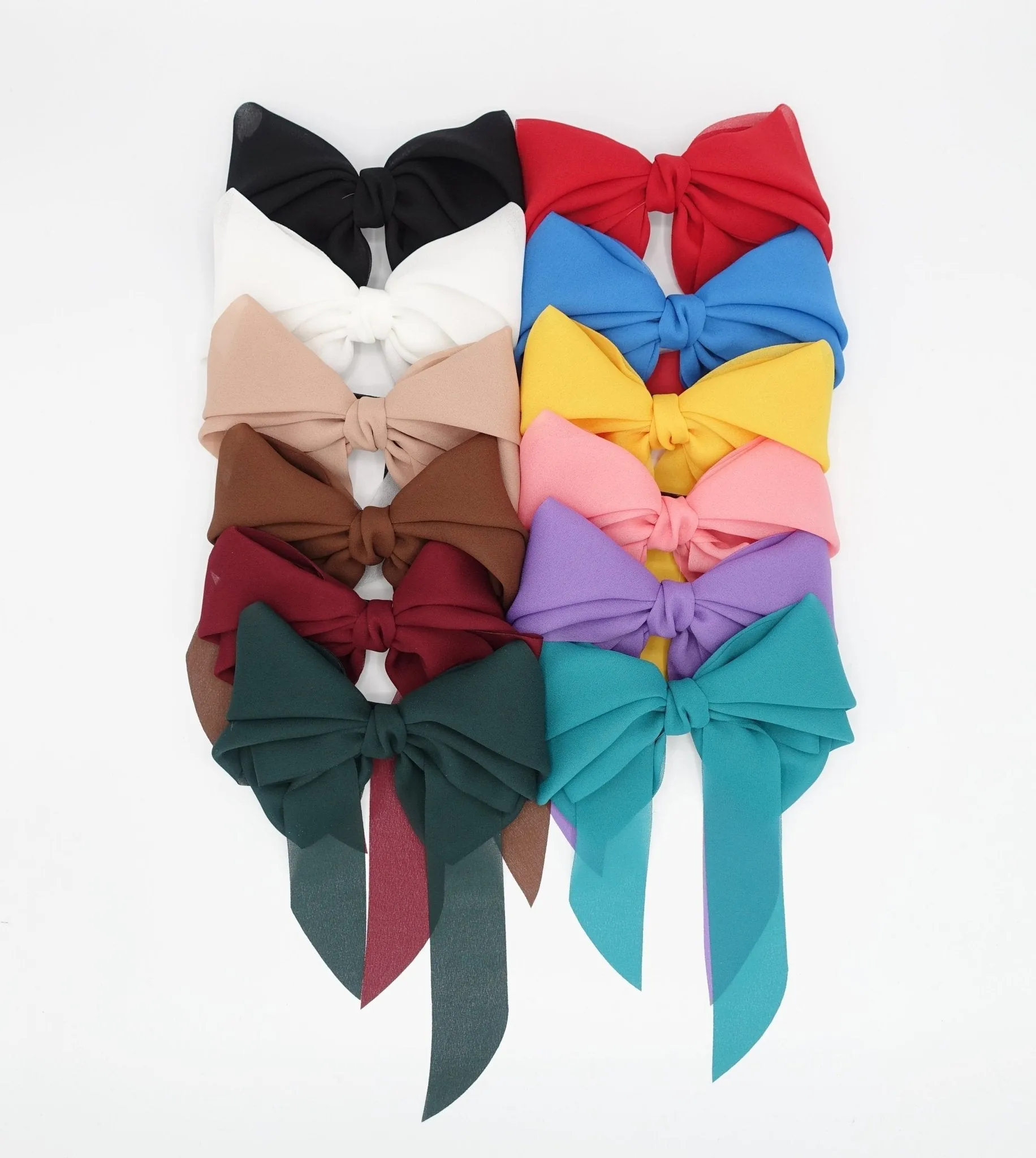 chiffon hair bow wing stacked style solid color VeryShine hair accessories for women