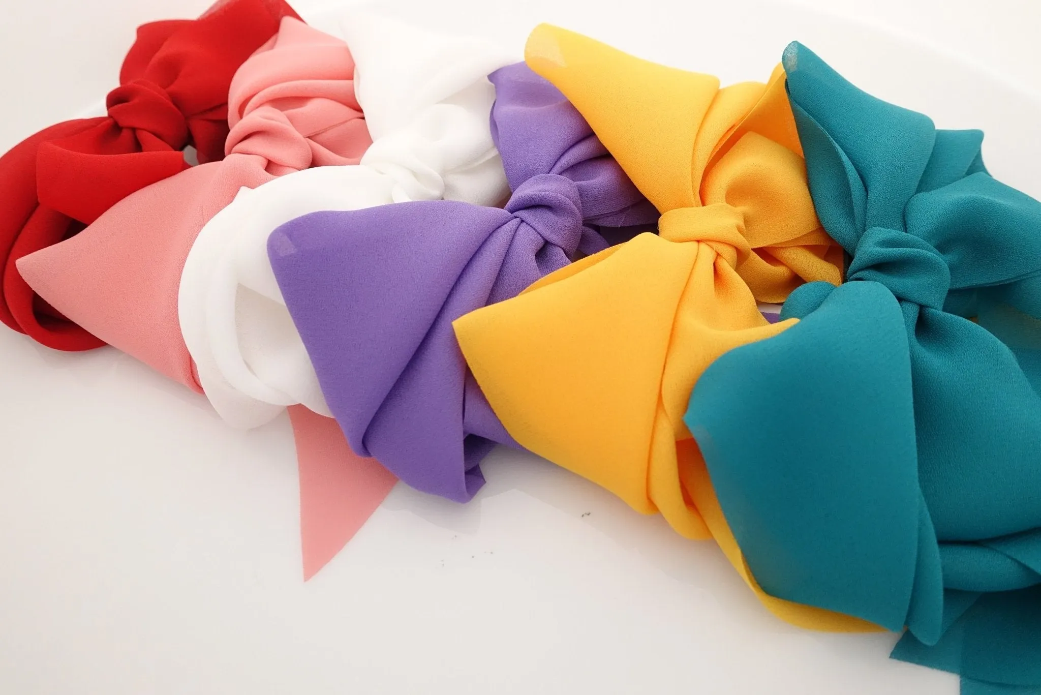 chiffon hair bow wing stacked style solid color VeryShine hair accessories for women