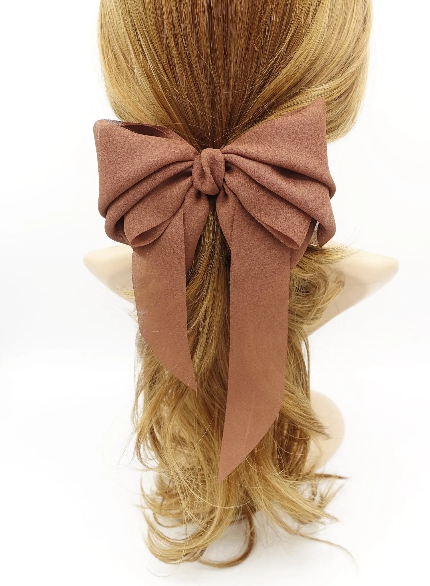 chiffon hair bow wing stacked style solid color VeryShine hair accessories for women