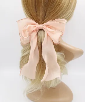 chiffon lettuce hem layered hair bow for women