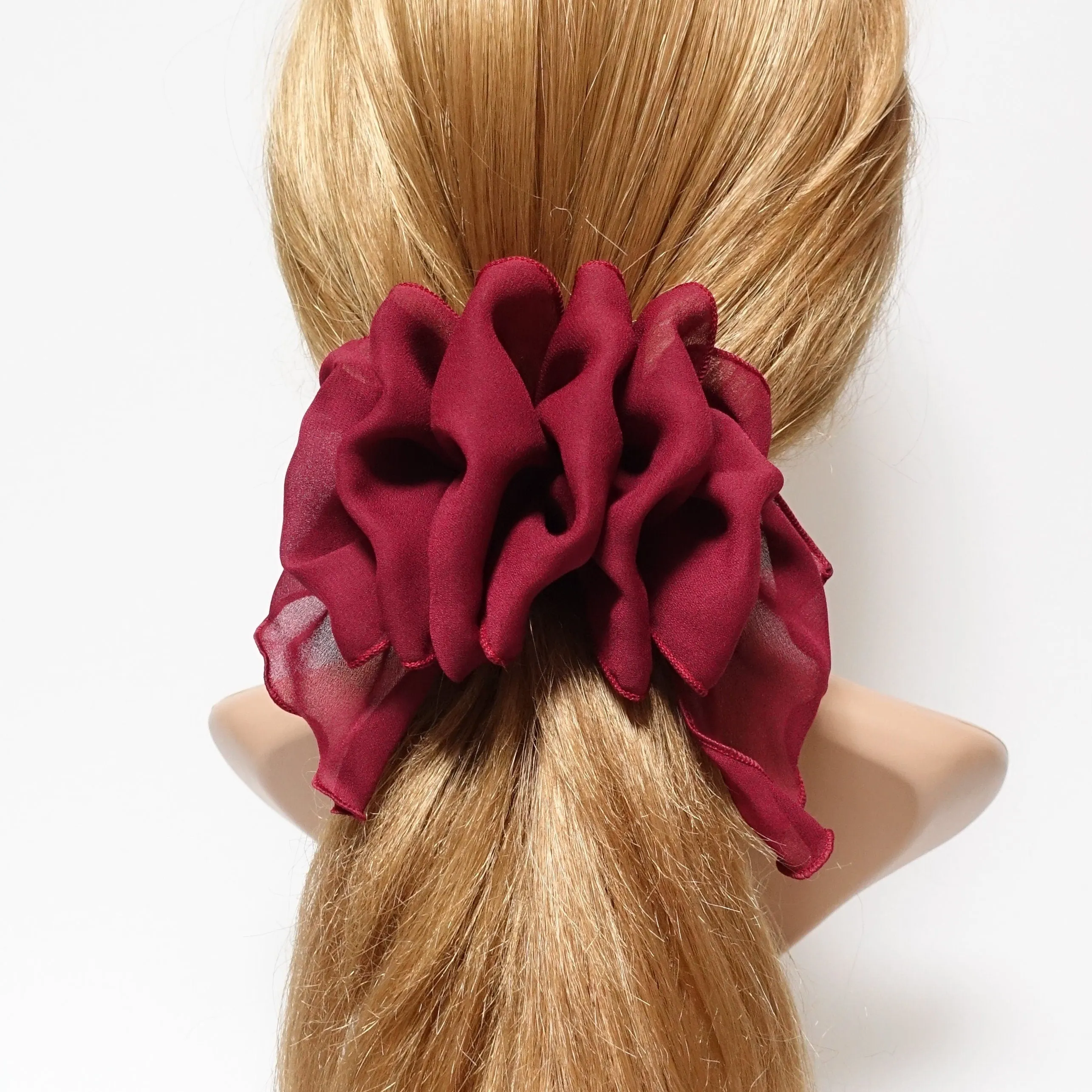 chiffon ruffle flower hair barrette woman hair accessory