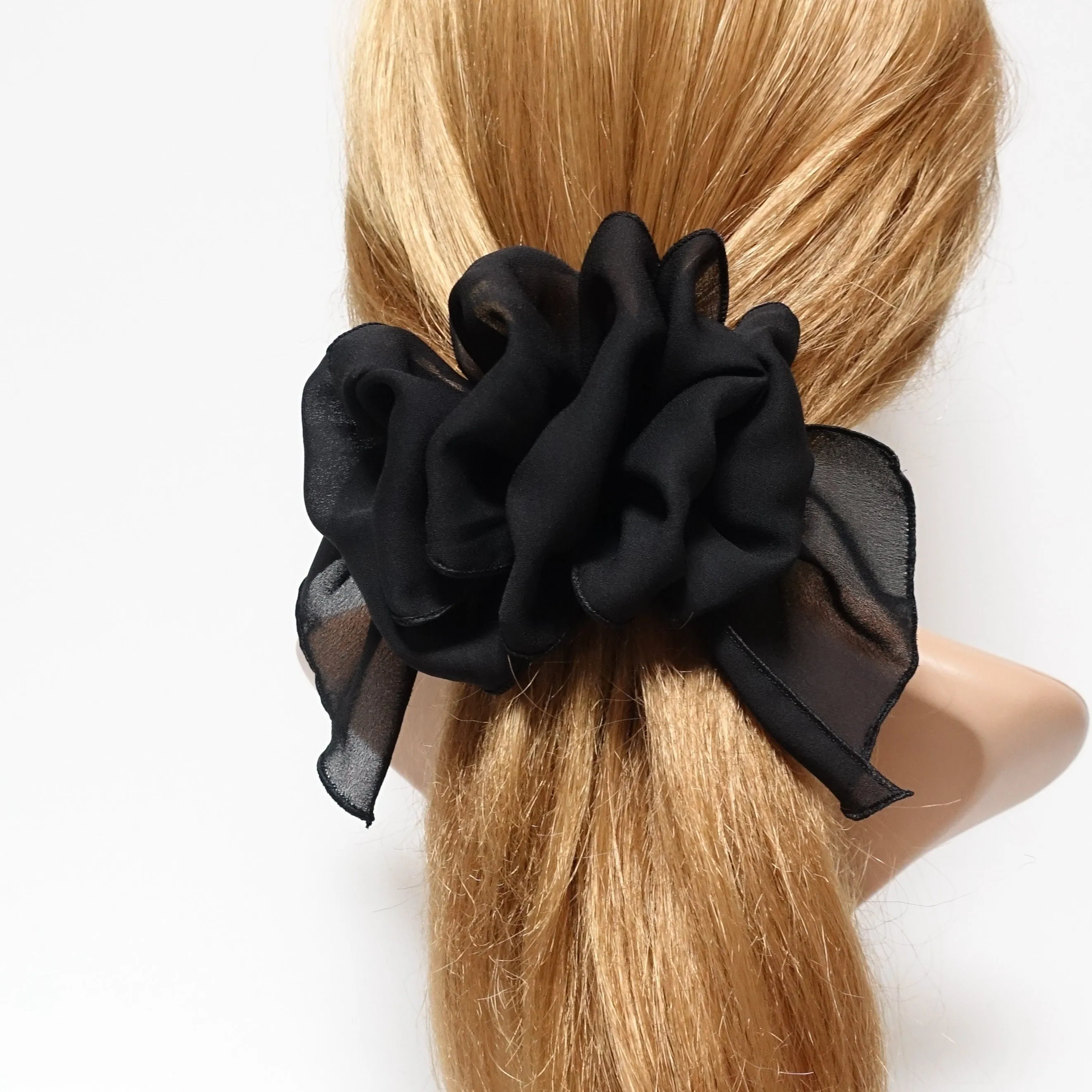 chiffon ruffle flower hair barrette woman hair accessory