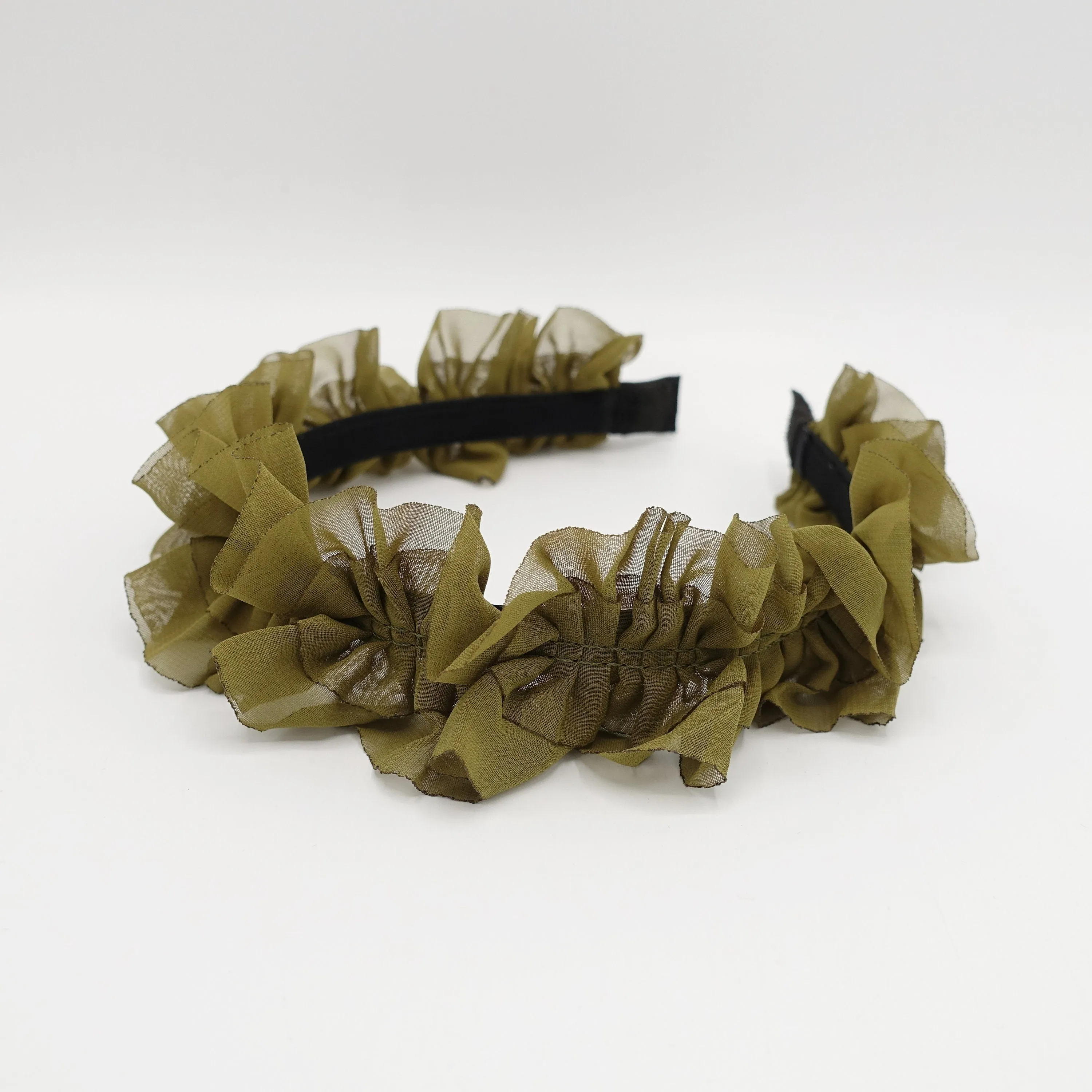 chiffon ruffle pleated headband feminine style hairband for women