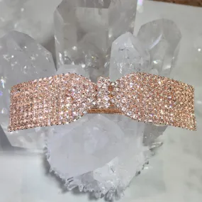 Classic Bow CZ Large Barrette (Rose Goldtone)