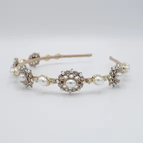 classic pearl rhinestone headband baroque pattern antique hair accessory for women