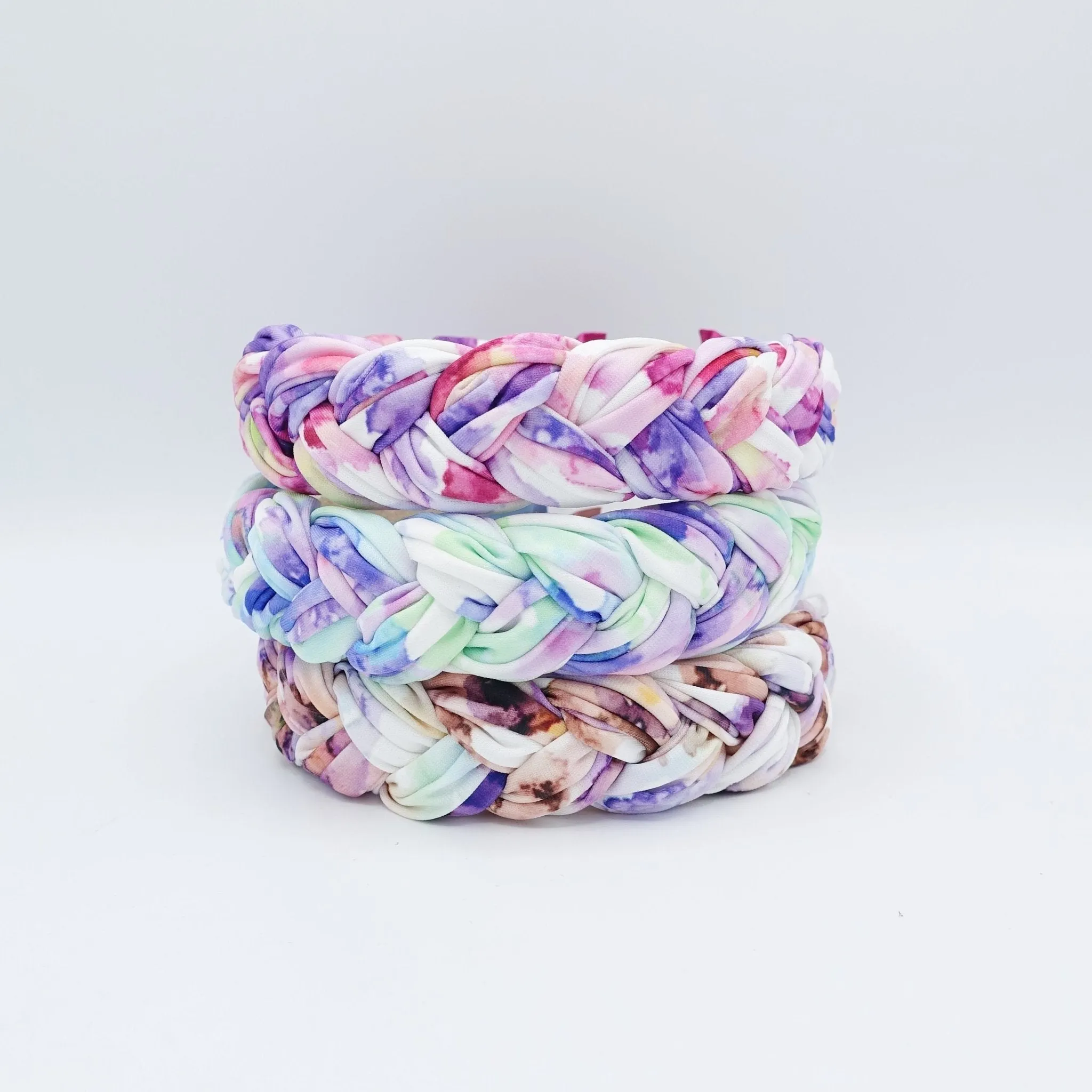 color gradation braided fashion tie dye headband woman stylish hairband hair accessory