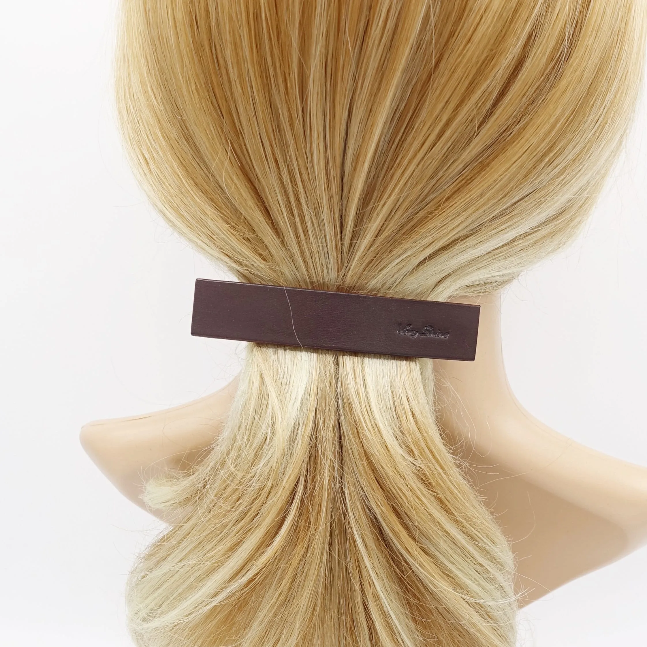 color leather barrette, authentic leather barrette, classic hair accessory for women