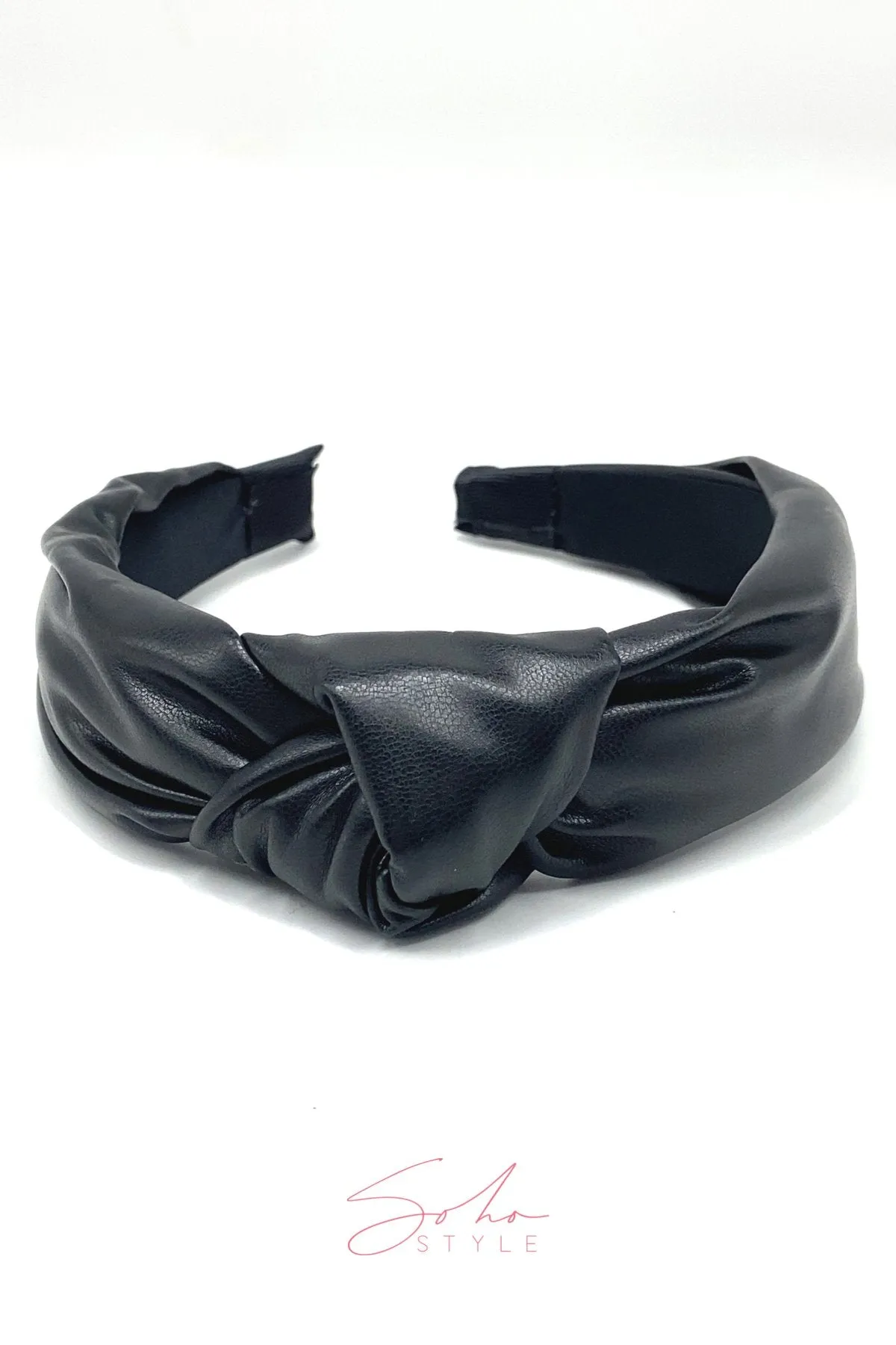 Comfortable black leather headband