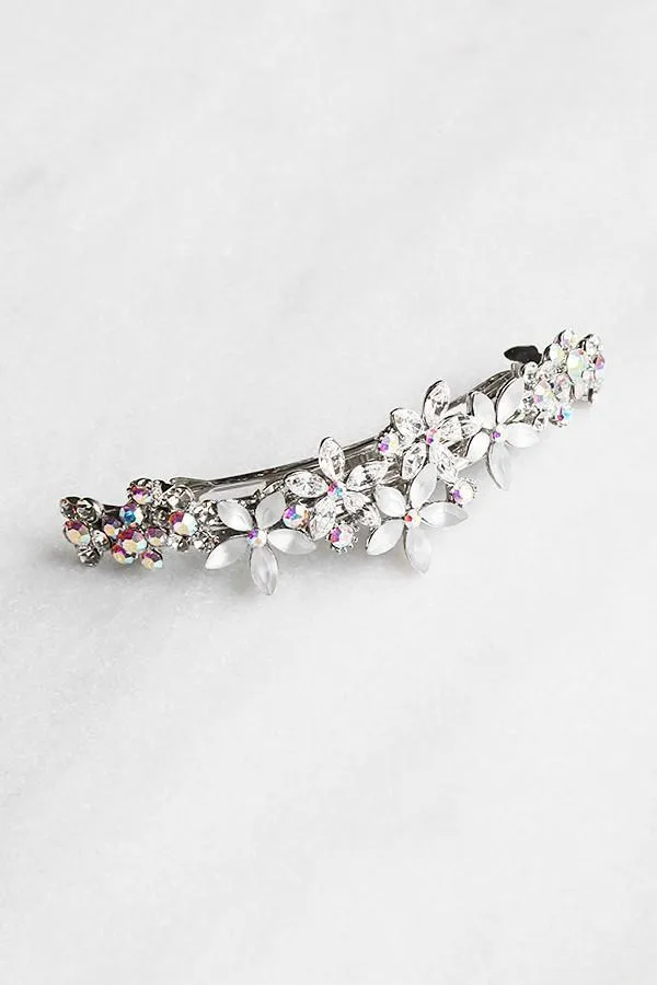 Contrasting Crystal Flower Barrette