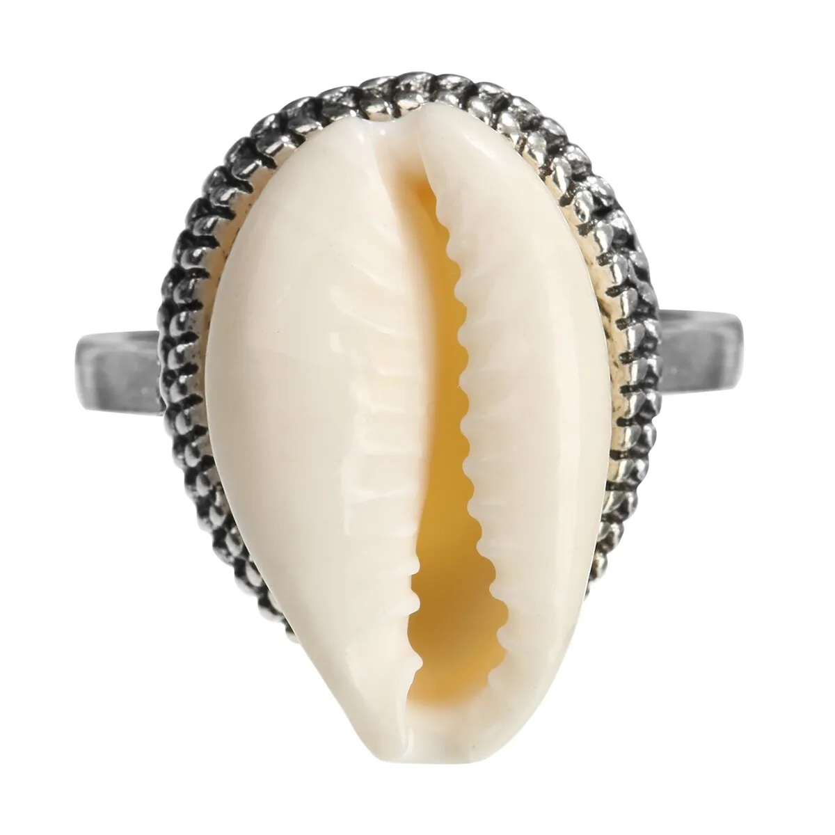 Cowrie Shell Ring Silver Setting Sea Shell Mermaid Jewelry Boho Stackable Ring Be Ready For The Beach!