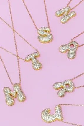 Crystal Bubble Initial Necklace