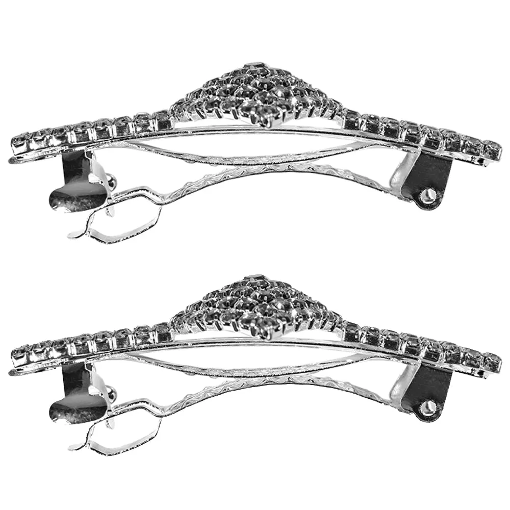 Crystal Love Set Of 2 Side Barrettes (Sterling Silvertone)