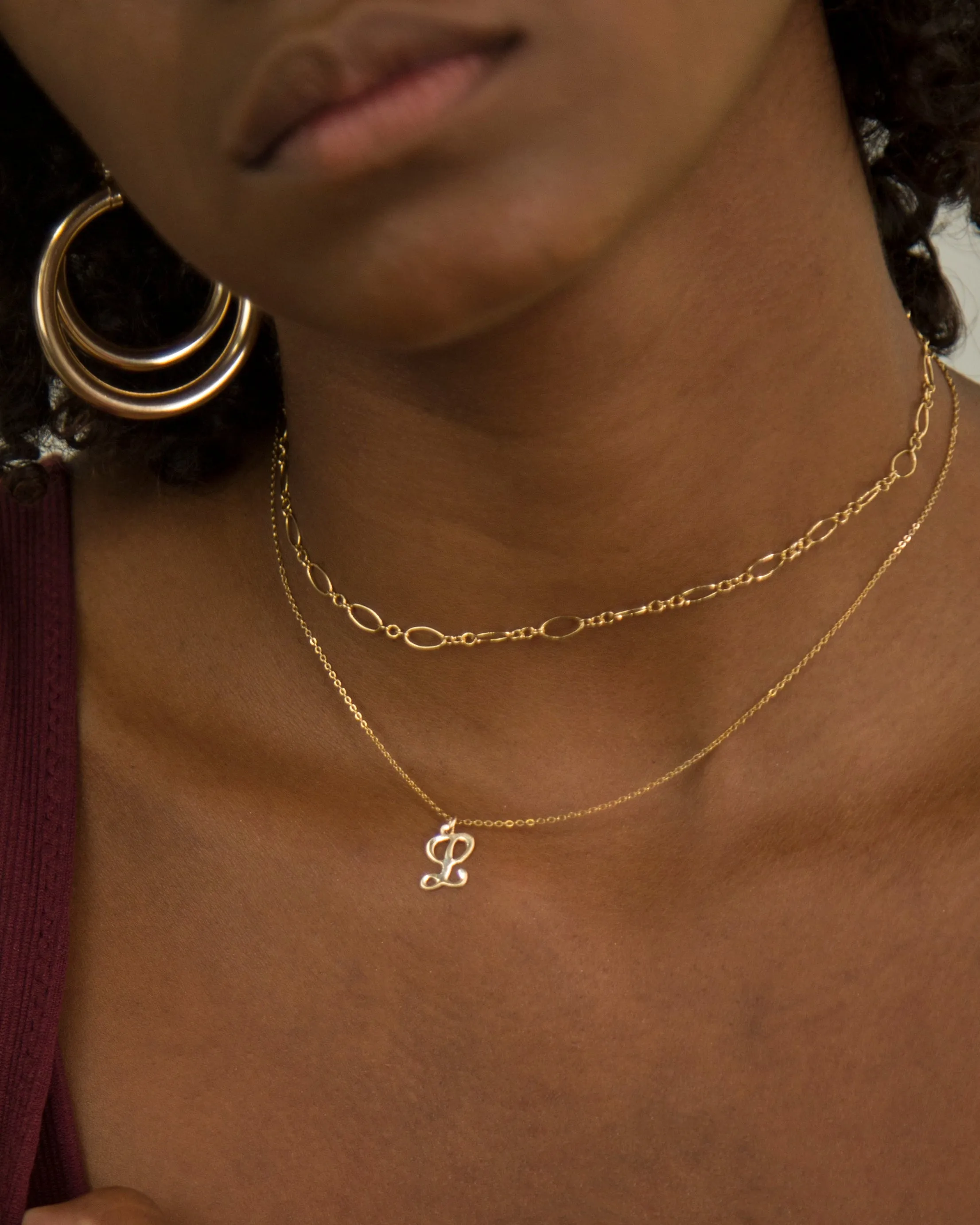 Cursive Initial Charm Necklace