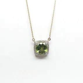 Cushion Cut Peridot and Diamond Pendant AD No: 2088