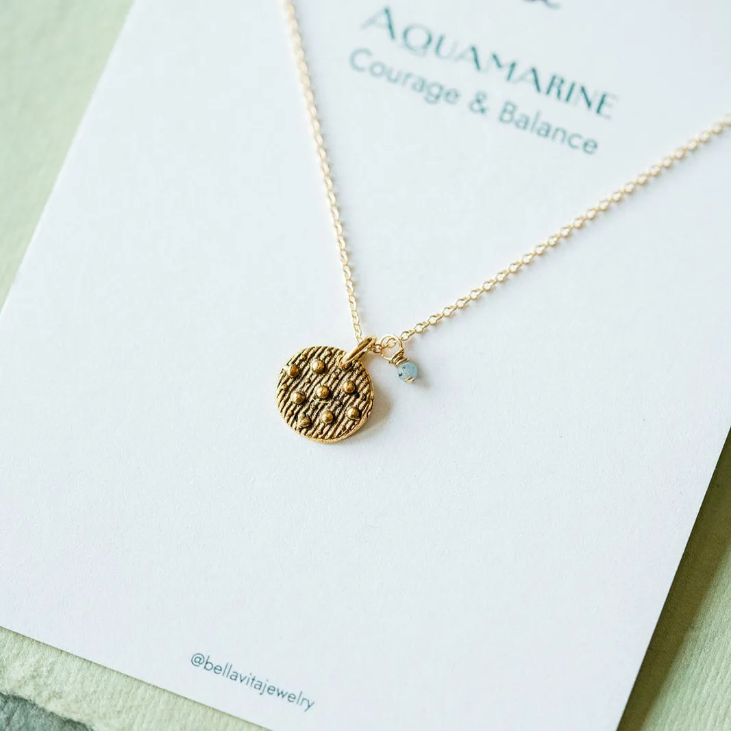 Dainty Birthstone Button Charm Necklace