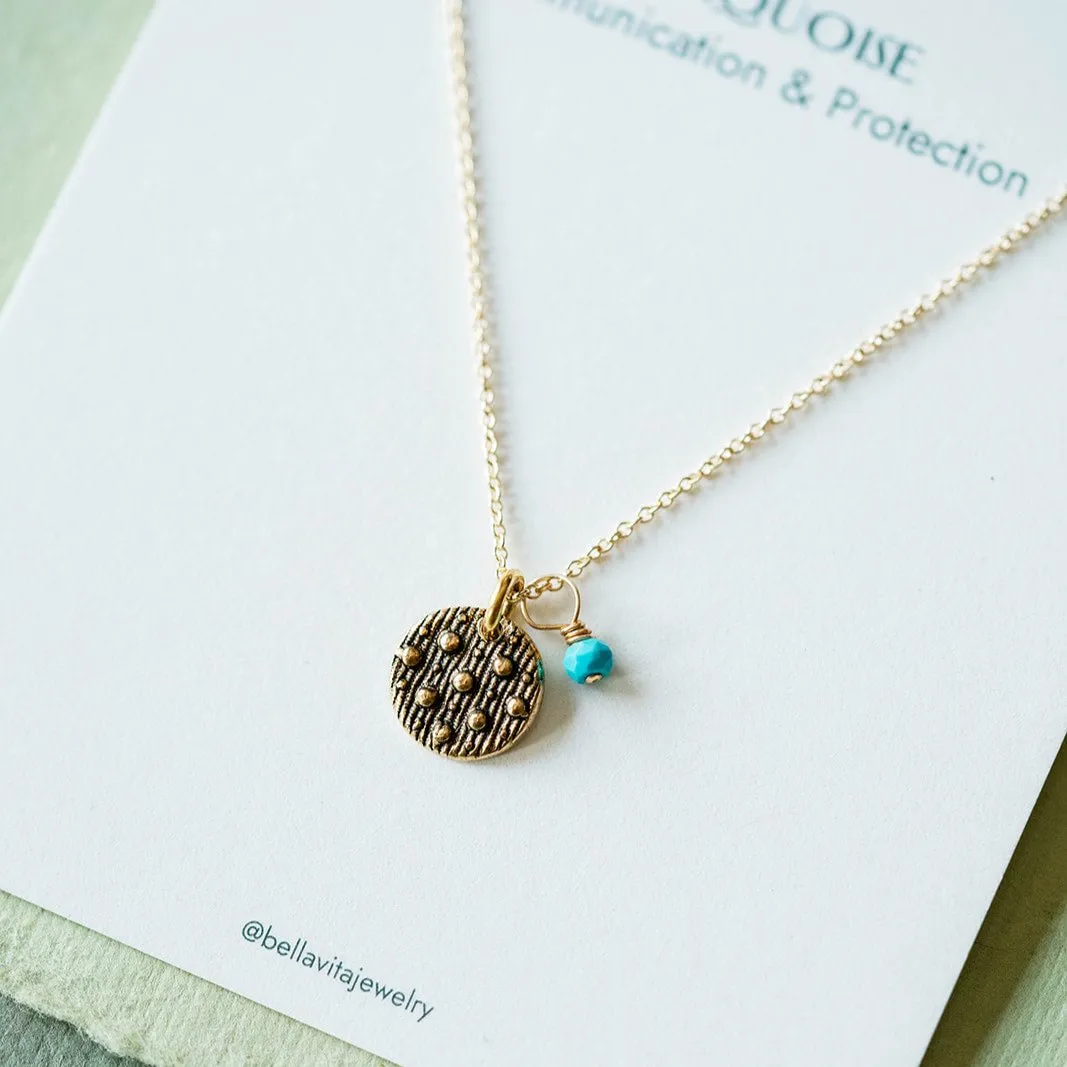 Dainty Birthstone Button Charm Necklace