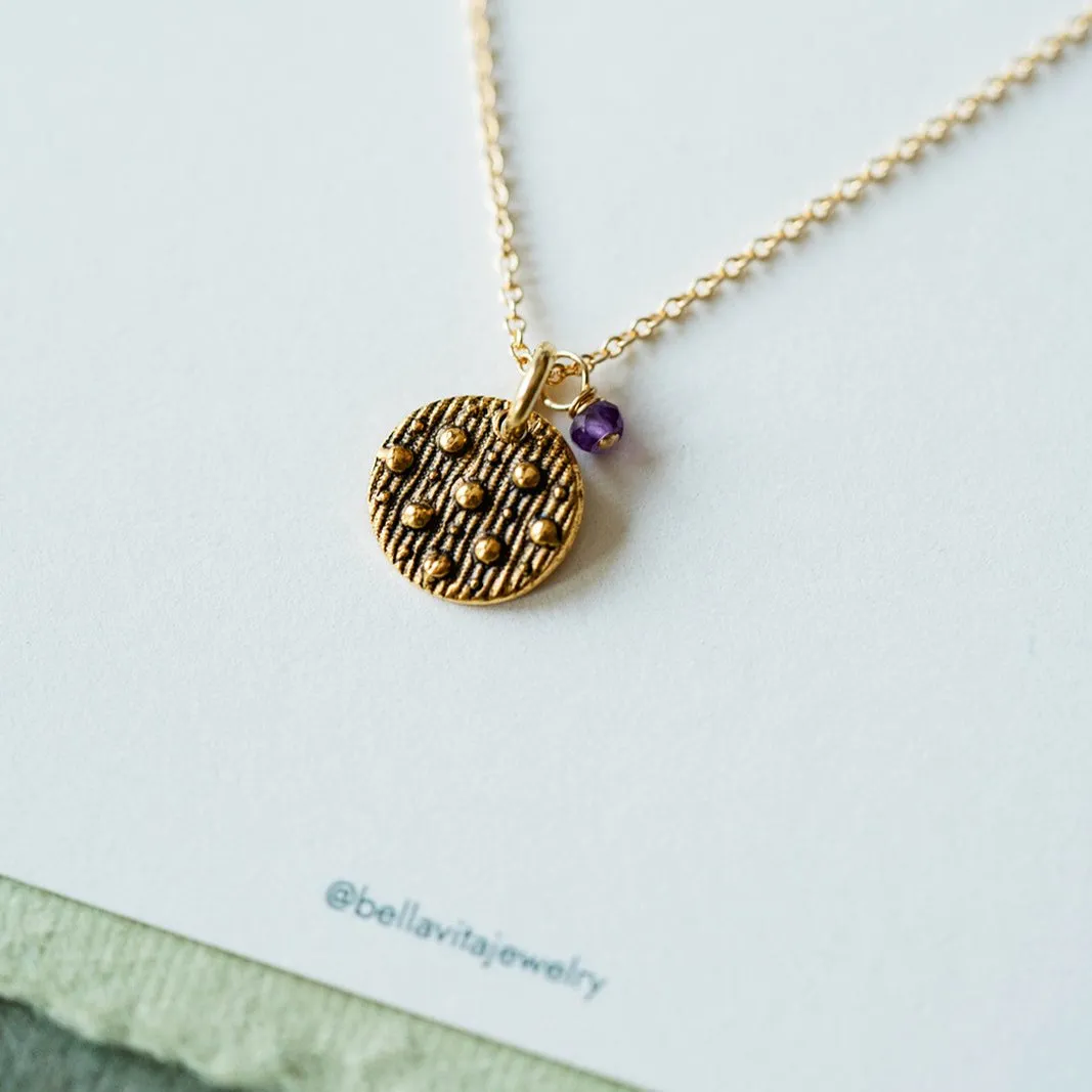 Dainty Birthstone Button Charm Necklace