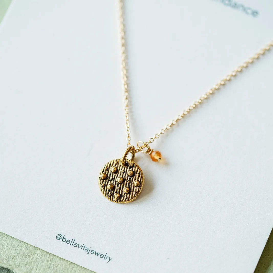 Dainty Birthstone Button Charm Necklace