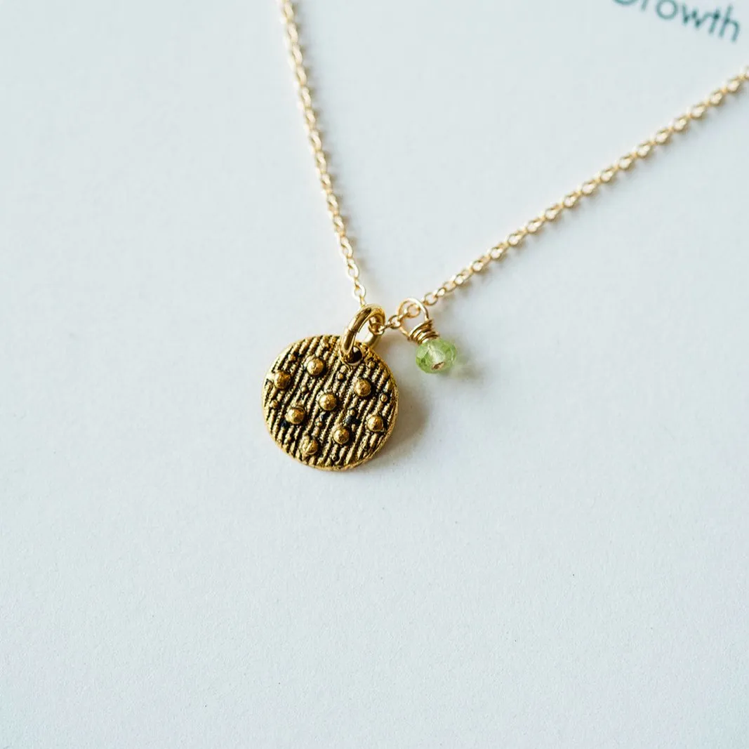 Dainty Birthstone Button Charm Necklace