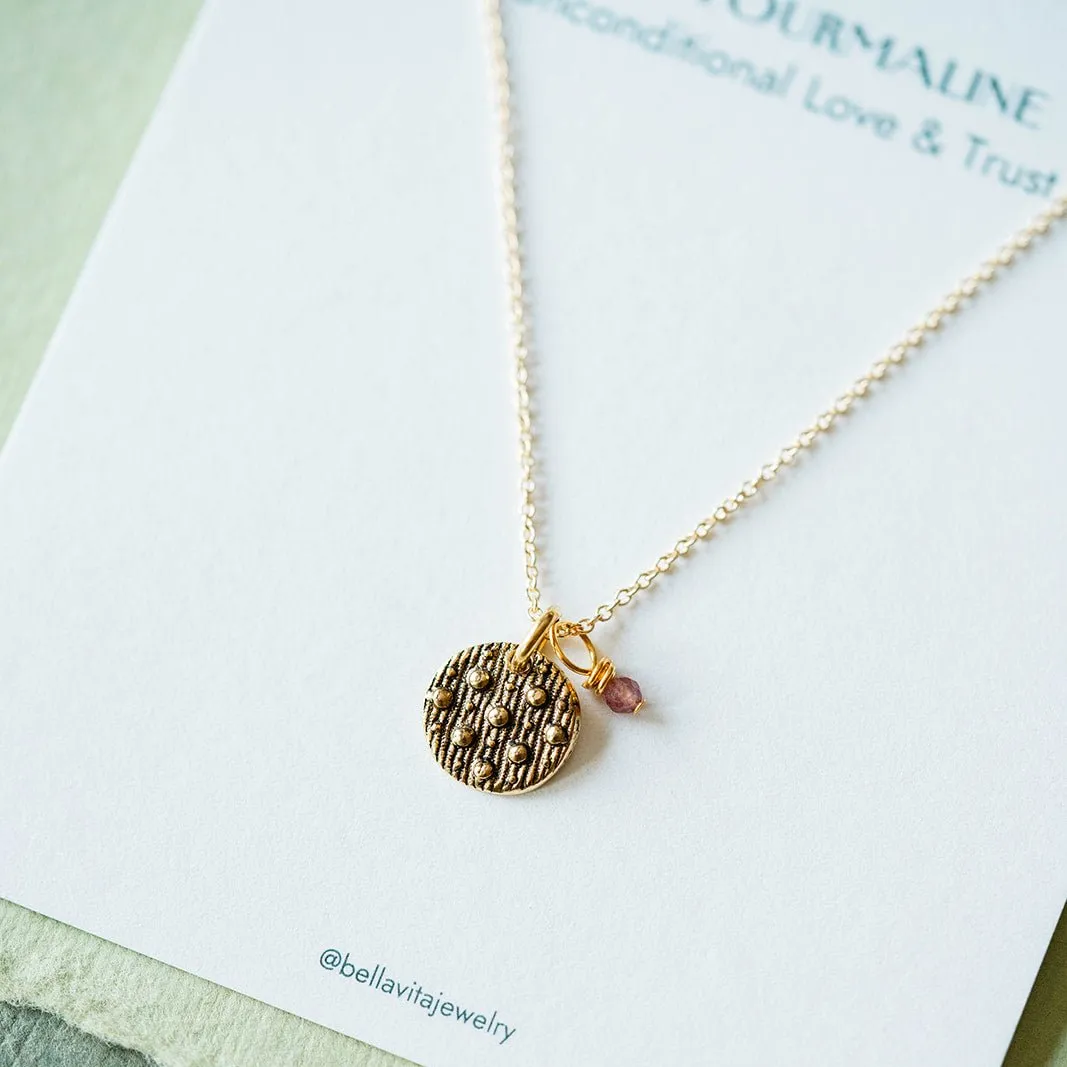 Dainty Birthstone Button Charm Necklace