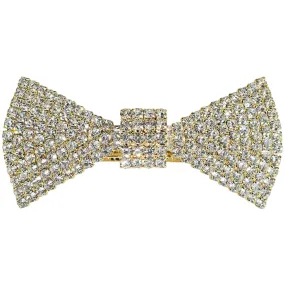 Dainty Days Rhinestone Bow Hair Barrette (Goldtone)