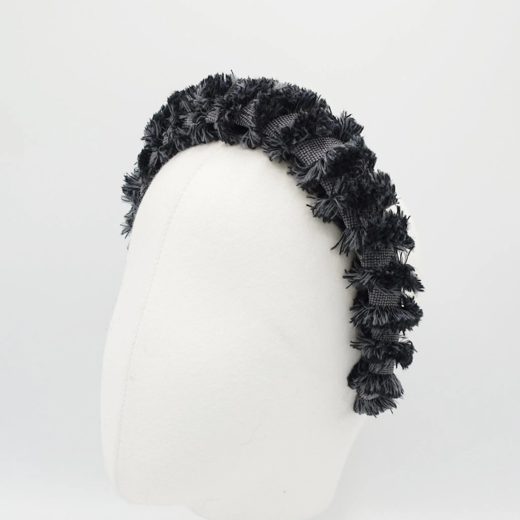 denim frayed edge padded wrap headband stylish hair accessory for women