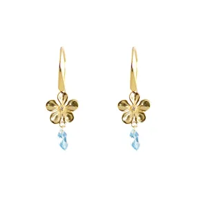 Earrings - Jali -JaJa Ni Flowers Blue Topaz Gold Plated Sterling Silver