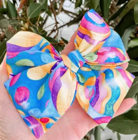 Easter Egg Fabric Hand Tied Bow Headband | Hair Clip