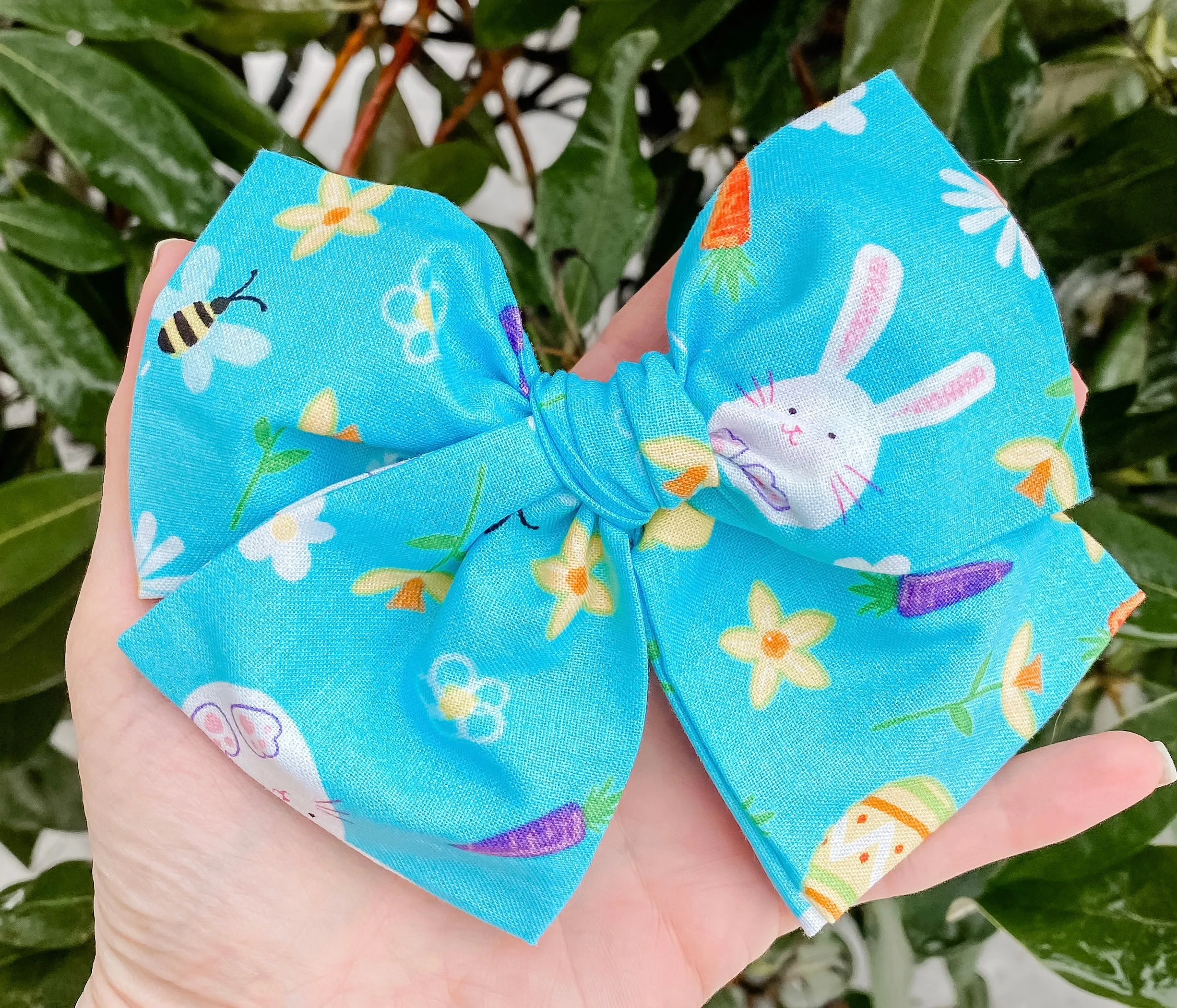 Easter Fabric Hand Tied Bow Headband | Hair Clip