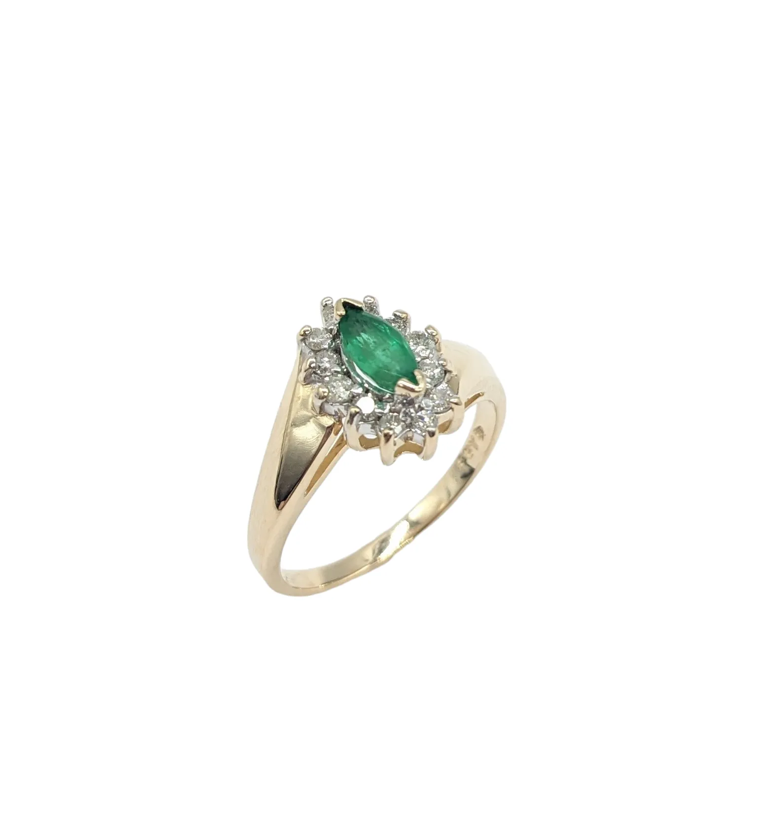 Emerald Ring with Diamond Halo