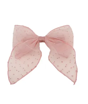 Emi Jay French Bow Barrette in Sheer Dot Baby Mauve