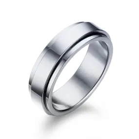 Engraved Fidget Spinner Mens Ring