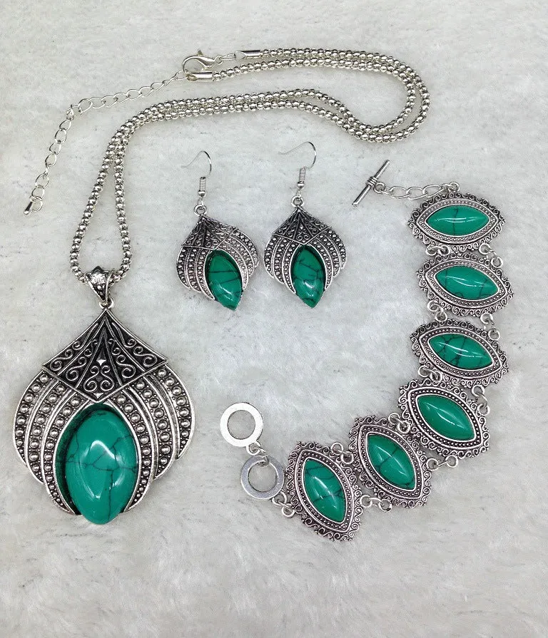 Exquisite Turquoise Jewelry Set - Planderful Collection: Savanna Rhythms