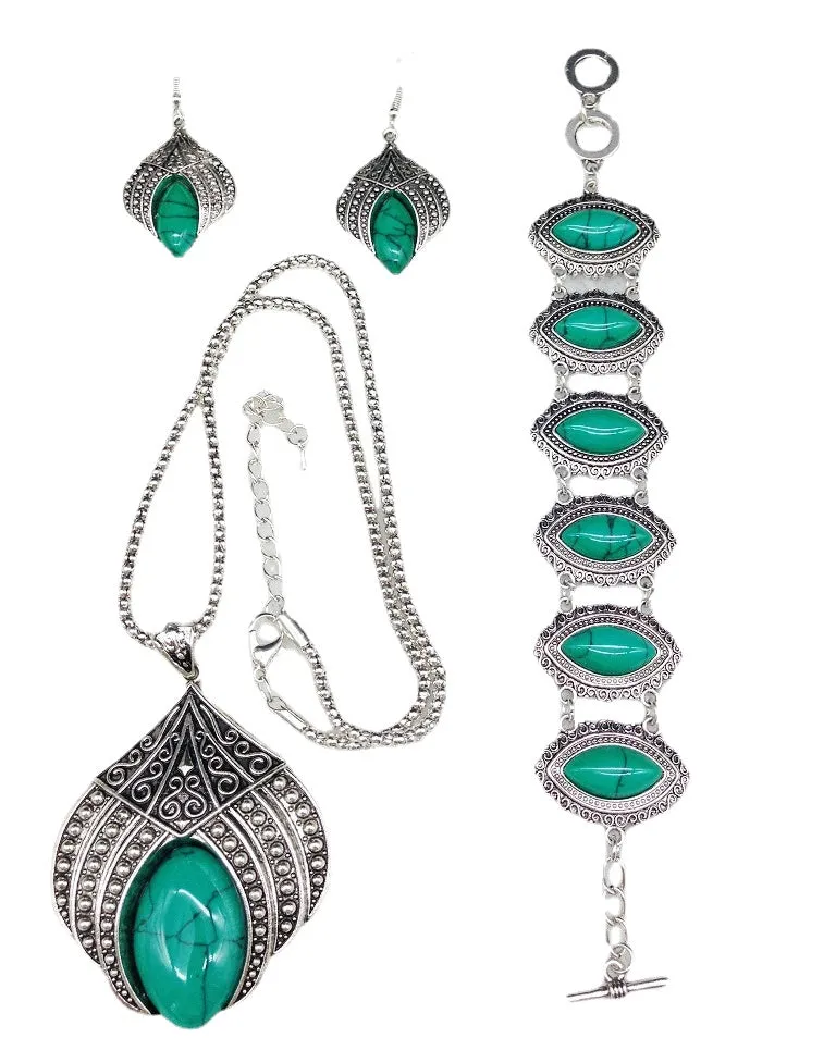 Exquisite Turquoise Jewelry Set - Planderful Collection: Savanna Rhythms