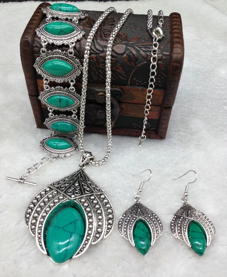 Exquisite Turquoise Jewelry Set - Planderful Collection: Savanna Rhythms