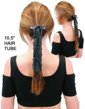 Extra Long Black Leather Hair Tube #AHW0093K