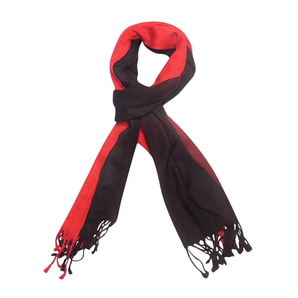 FabSeasons Black Red Solid Dual Tone - Double Color Cotton Unisex Scarf