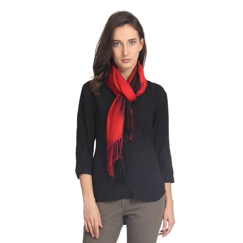 FabSeasons Black Red Solid Dual Tone - Double Color Cotton Unisex Scarf